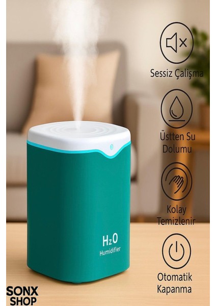 Çift Başlıklı Ultra Sessiz Hava Nemlendirici | Cilt ve Oda Nemlendirme Buhar Makinesi