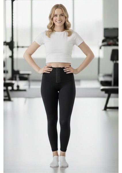 Vücut Şekillendirici Beli Agraflı Korse Tayt – Yüksek Bel, Toparlayıcı ve Esnek Kumaş