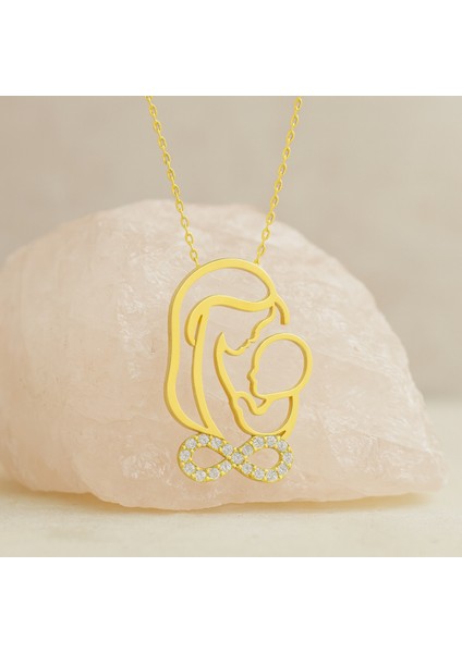 14 Ayar Altın Anne ve Bebek Sonsuzluk Kolye fırsatları