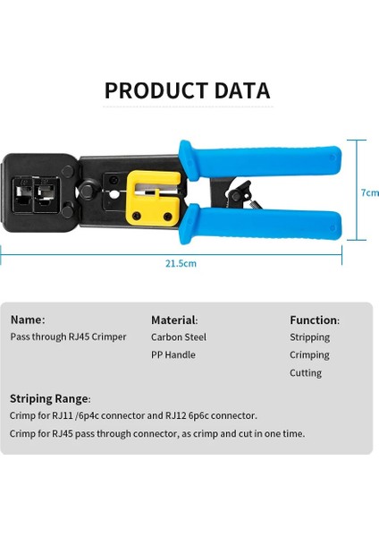 Yeni Nesil RJ45 - RJ11 Ikili Konnektör - Cat5 Cat6 Ağ Network Utp 8P8C Jak Telefon Kablosu Sıkma Pensesi fırsatları