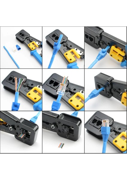Yeni Nesil RJ45 - RJ11 Ikili Konnektör - Cat5 Cat6 Ağ Network Utp 8P8C Jak Telefon Kablosu Sıkma Pensesi indirimleri
