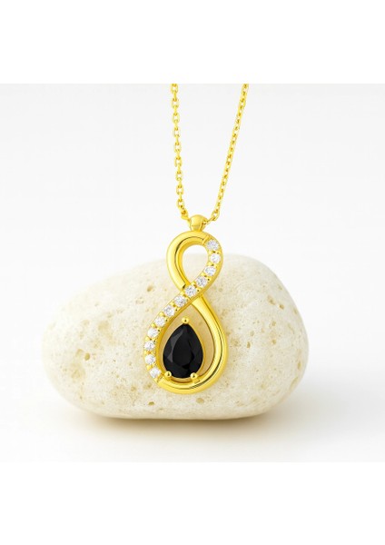 14 Ayar Altın Siyah Oniks Sonsuzluk Kolye