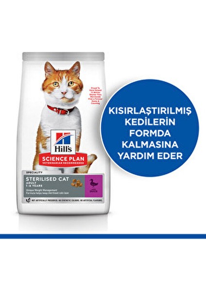 Yetişkin Kısırlaştırılmış Kedi Maması Ördekli 10 kg Düşük Tahıllı Kilo Yönetimi İçin indirimleri