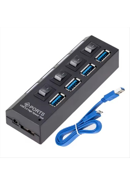 4 Port USB Hub 3 0 Hub USB Splitter Çoklu USB Hub 3 0 Hub Güç Adaptörü Pc Için Bireysel Anahtar ile (Yurt Dışından)