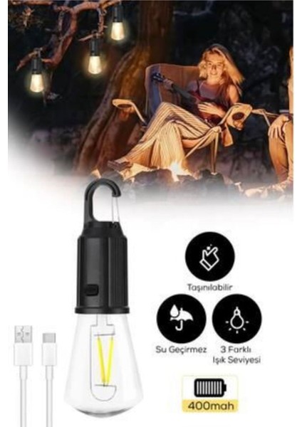taşınabilir Şarjlı LED Ampül Outdoor Kamp Bahçe Lambası