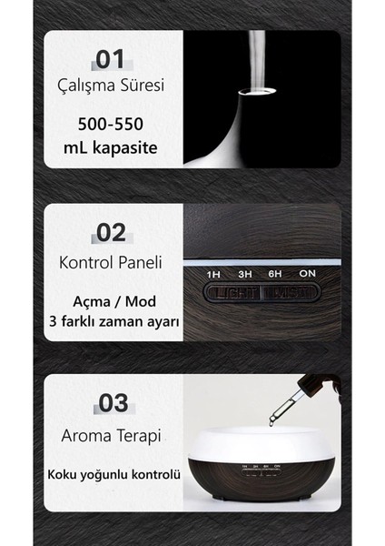 Aroma Difüzörü Gece Işığı 7 LED Hava Nemlendirici Kumandalı Buhar Makinesi 500 ml fırsatları