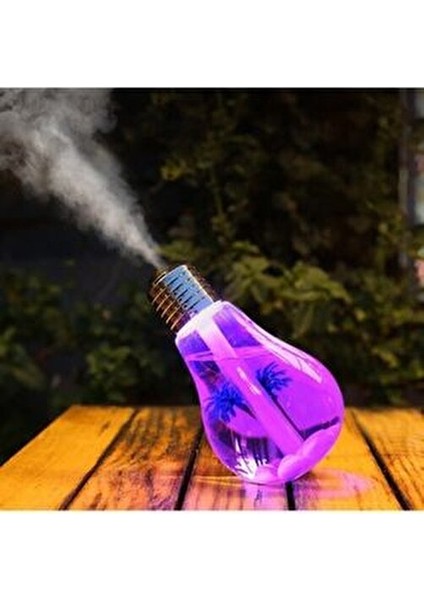 Ampul Şeklinde LED Işıklı Hava Nemlendirici 400 ml Su Hazneli Şık Tasarım ve Konfor