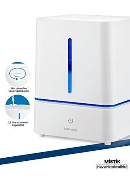 Mistik GM-7934 Ultrasonik Hava Nemlendirici 3,8L Kapasite ile Beyaz Renk ve Dokunmatik Kontrol fiyatları