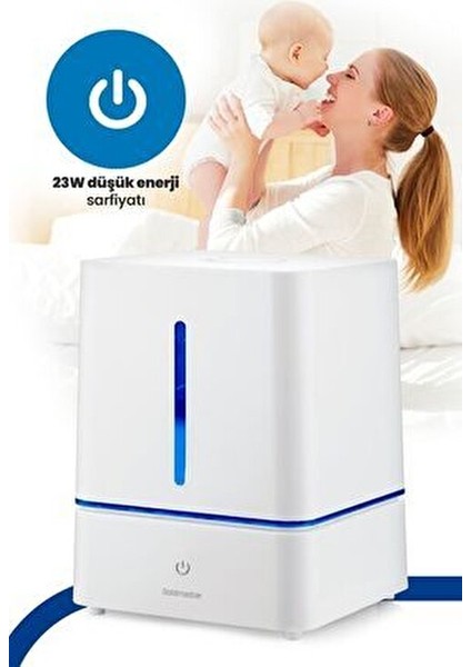 Mistik GM-7934 Ultrasonik Hava Nemlendirici 3,8L Kapasite ile Beyaz Renk ve Dokunmatik Kontrol