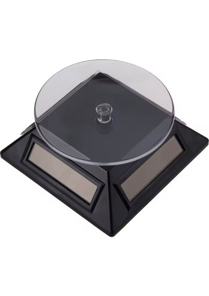 Güneş Enerjili Solar 360 Derece Dönen Vitrin Stand Döner Tabla Siyah