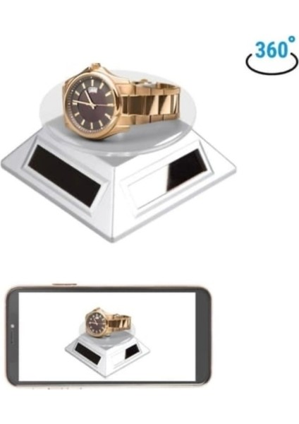 Güneş Enerjili Solar 360 Derece Dönen Vitrin Stand Döner Tabla Siyah modelleri