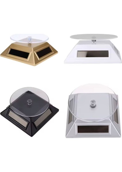 Güneş Enerjili Solar 360 Derece Dönen Vitrin Stand Döner Tabla Siyah