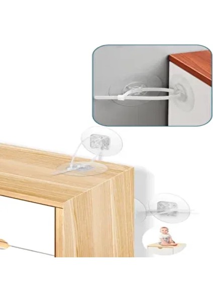 Yapışkanlı Eşya Sabitleyici Aparat Deprem Güvenliği Çocuk Koruma Sabitleme Aparatı 1 Çift