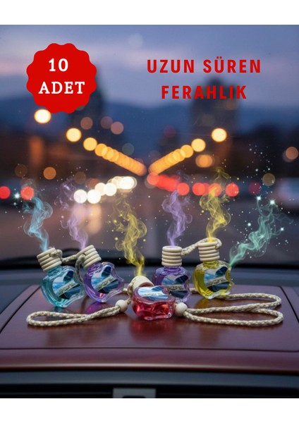 Dekoratif ipli Oto/araç Kokusu 10 ML Cam Şişe - 10 Adet