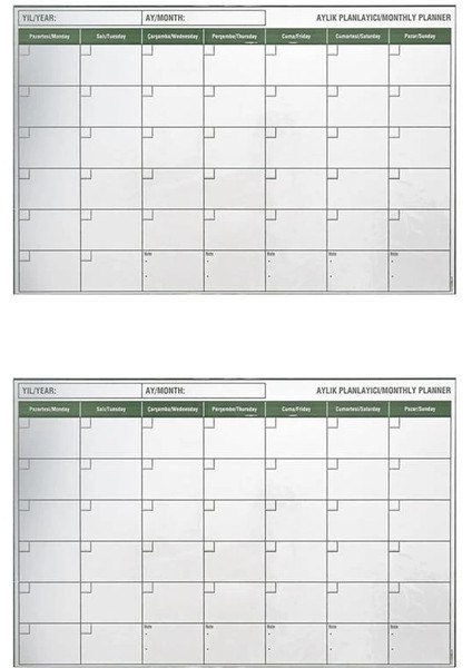 Manyetik Yapışkanlı Bir Aylık Program Planlayıcı Takvim 85X56 cm