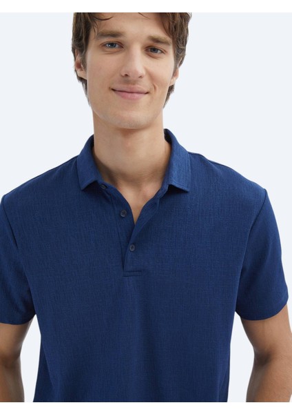 İndigo Jakarlı Polo Yaka T-Shirt