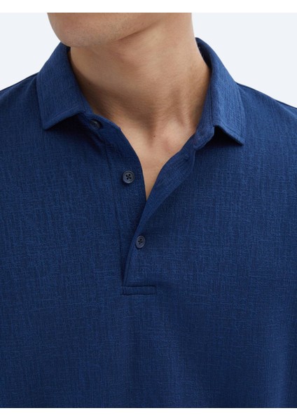 İndigo Jakarlı Polo Yaka T-Shirt