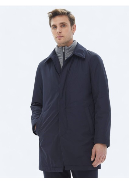 Lacivert Dokuma Pardesü