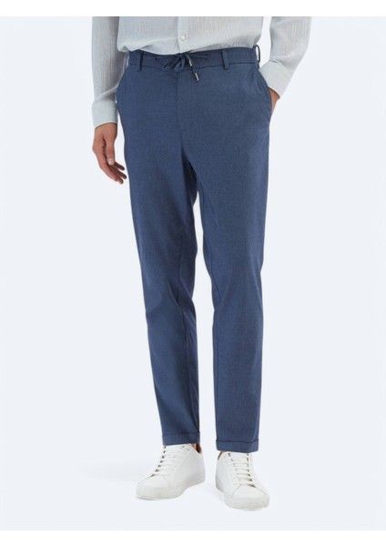 Lacivert Düz Dokuma Jogging Fit Casual Pamuk Karışımlı Pantolon