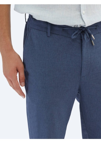 Lacivert Düz Dokuma Jogging Fit Casual Pamuk Karışımlı Pantolon