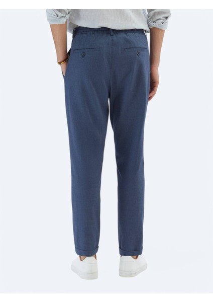 Lacivert Düz Dokuma Jogging Fit Casual Pamuk Karışımlı Pantolon