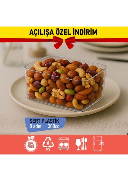 Bizdengelsin 8’li Tiramisu Kapaklı Tatlı Kase Dikdörtgen, Mika Sert Plastik Şeffaf 300CC Tatlı Meze Salata Çerez Dondurma fırsatları