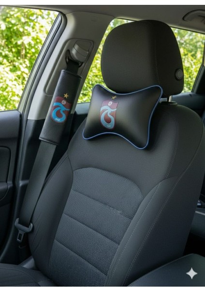 Trabzonspor Logolu Lüks Deri Oto Boyun Yastığı ve Emniyet Kemeri Kılıfı Seti (2'li Takım) fiyatları