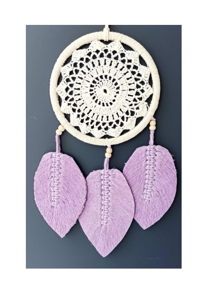 Lila Rengi Yapraklı El Yapımı Makrome Duvar Süsü fiyatları