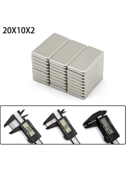 5 Adet 20X10X2 mm Neodyum Mıknatıs Köşeli Magnet N35 Nikel Kaplama Güçlü Kaliteli Dayanıklı