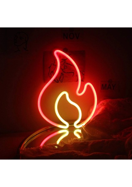 Duvara Asmalı Neon Alev 30×23CM
