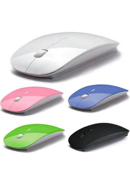 Ultra Ince USB Bilgisayar Pc Dizüstü Masaüstü Kablosuz Mouse (Beyaz) fiyatları
