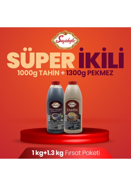 Tahin 1000 gr & Üzüm Pekmezi 1300 gr Bidon – Doğal Lezzetler Seti