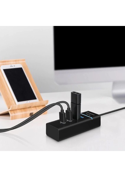Çok Amaçlı 4 Port Girişli Güçlü USB 3.0 Port Çoklayıcı Adaptör Switch Splitter Hub 1.2m K