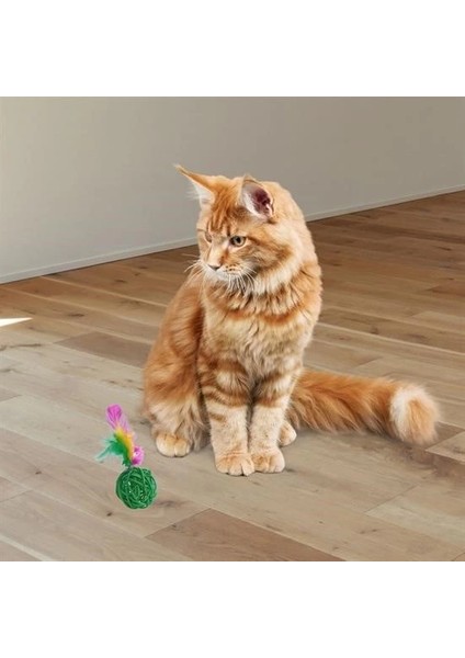 2li Rattan Renkli Peluş Tüy Kedi Köpek Oyuncak Yakalama Çiğneme Çıngıraklı Top Oyuncağı indirimleri