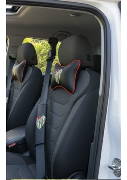 Bursaspor Logolu Kırmızı Şeritli Deri Oto Boyun Yastığı ve Emniyet Kemeri Kılıfı Seti (2'li Takım) modelleri