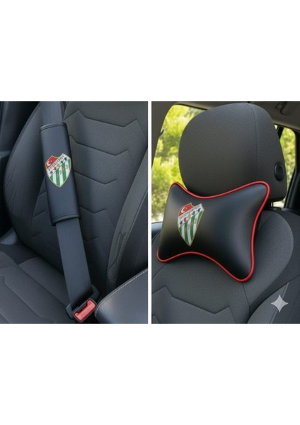 Bursaspor Logolu Kırmızı Şeritli Deri Oto Boyun Yastığı ve Emniyet Kemeri Kılıfı Seti (2'li Takım) indirimleri