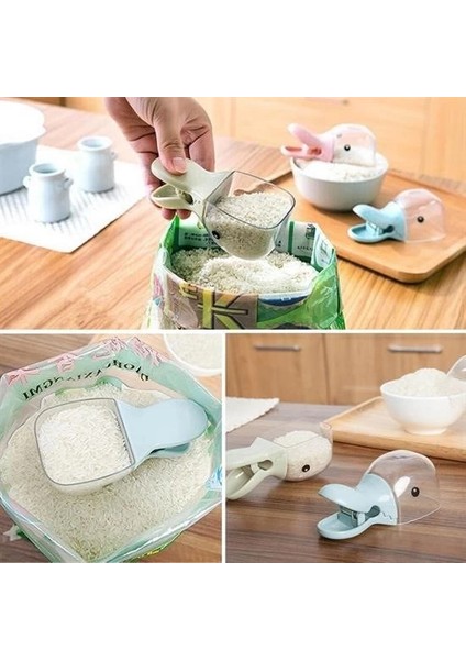 Ördek Tasarımlı Mandallı Tazelik Koruyan Ölçekli Kuru Mama Kaşığı Mama Ölçeği indirimleri