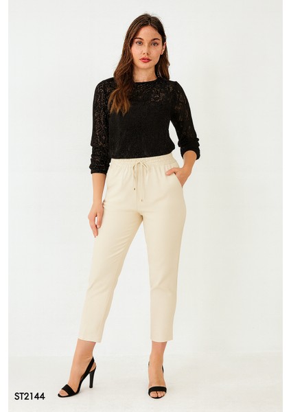 G.a.s Fashions Kadın Bağcıklı Boncuklu Rahat Kesim Pantolon