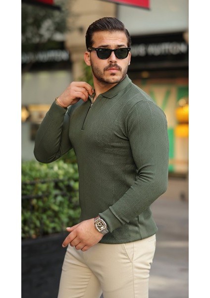 Erkek Pirinç Desenli Uzun Kollu Yakalı Triko fiyatları