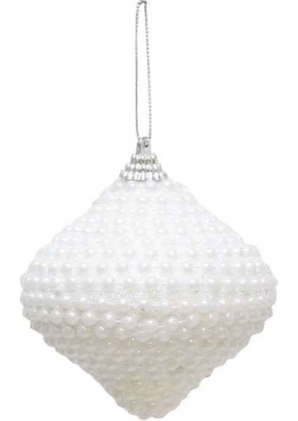 Yılbaşı Topu Inci Kaplama Damla Form Çam Ağacı Süsü Beyaz 10 cm 3'lü fiyatları