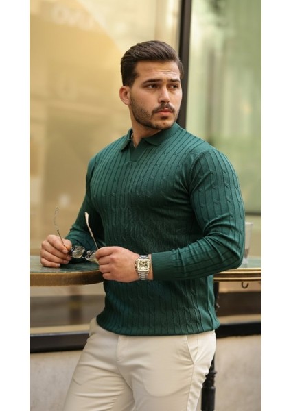 Erkek Saç Örgü Desen Uzun Kollu Triko modelleri