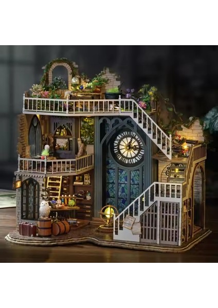 Magic House - 3D Kendin Yap Ahşap Bulmaca Bebek Evi Minyatür Kitap Köşesi Booknook - Sihirli Ev (LV003B) modelleri