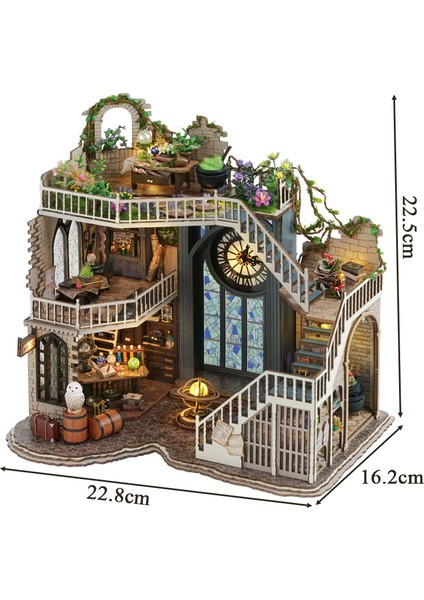Magic House - 3D Kendin Yap Ahşap Bulmaca Bebek Evi Minyatür Kitap Köşesi Booknook - Sihirli Ev (LV003B) indirimleri