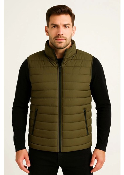 Erkek Şişme Fermuarlı Yelek Su Itici Kapitone Astarlı Kumaş Cepli Hafif Kışlık Spor Rahat Ka fiyatları