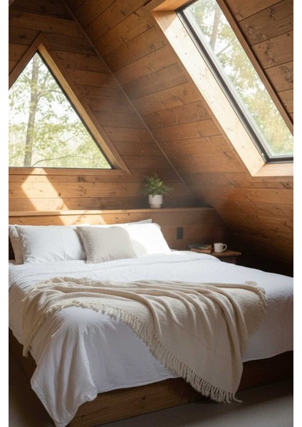 4 Mevsim Natural Müslin Çift Kişilik Pike, Koltuk Şalı ve Yatak Örtüsü Pamuklu