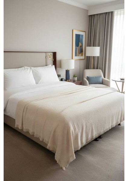 4 Mevsim Natural Müslin Çift Kişilik Pike, Koltuk Şalı ve Yatak Örtüsü Pamuklu fırsatları