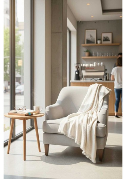 4 Mevsim Natural Müslin Çift Kişilik Pike, Koltuk Şalı ve Yatak Örtüsü Pamuklu