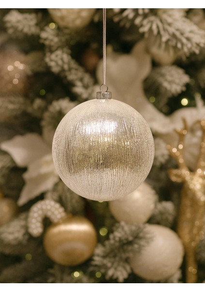 Yılbaşı Topu Metalik Şampanya Çam Ağacı Süsleme Seti 10 cm 2'li