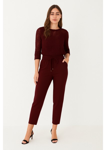 G.a.s Fashions Kadın Bağcıklı Boncuklu Rahat Kesim Pantolon