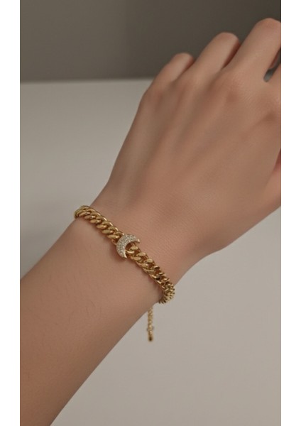 Kadın Xuping Hilal Detaylı Zirkon Taşlı Gurmet Bileklik